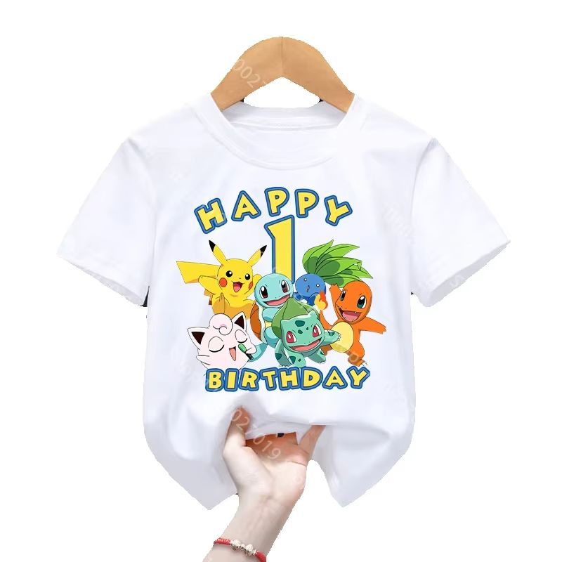 Anime Themed Merchandise - Happy Birthday T Shirt Cartoon Pikachus